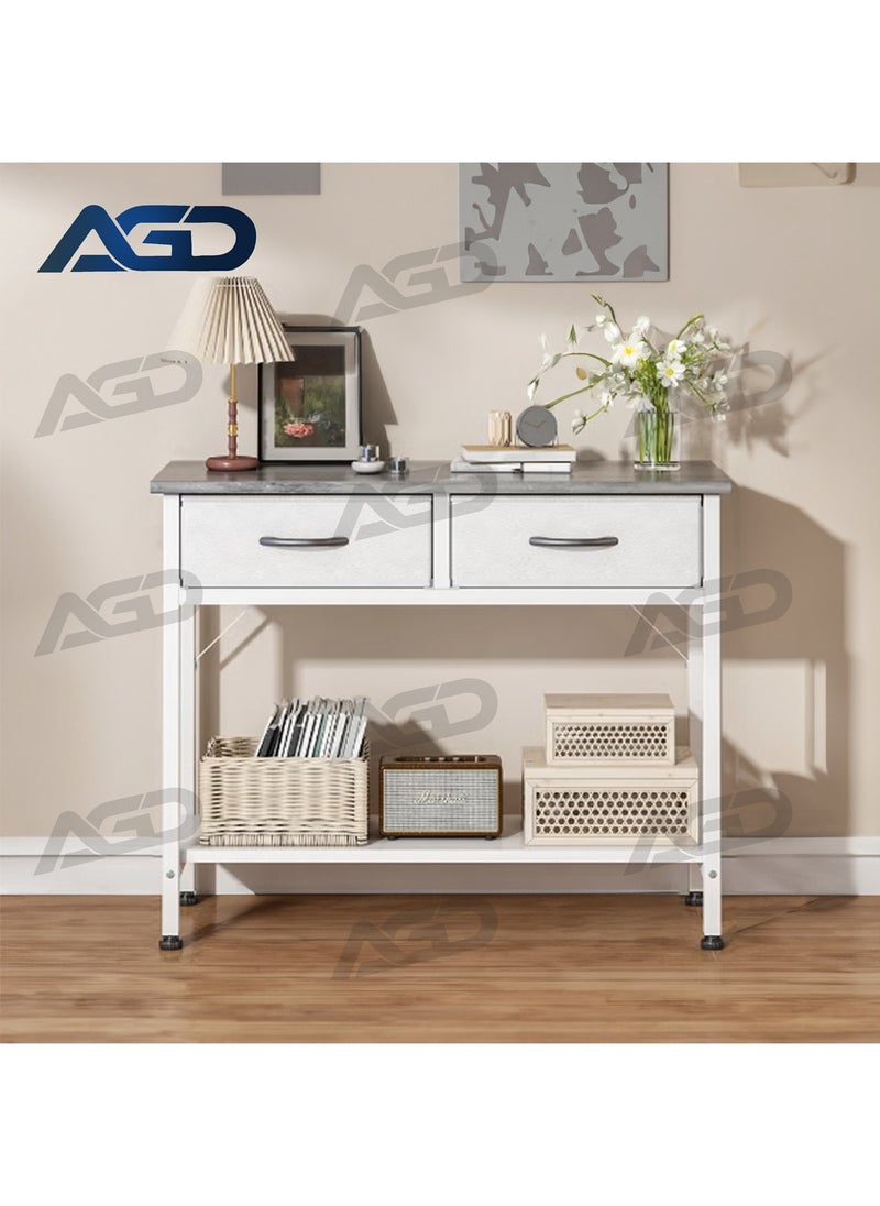 AGD Entryway Table with 2-Tier Storage Shelves, Sofa Table with 2 Drawers, Console for Entryway, Living Room, Kitchen, Foyer, Office 85*35*75cm  - Image 1