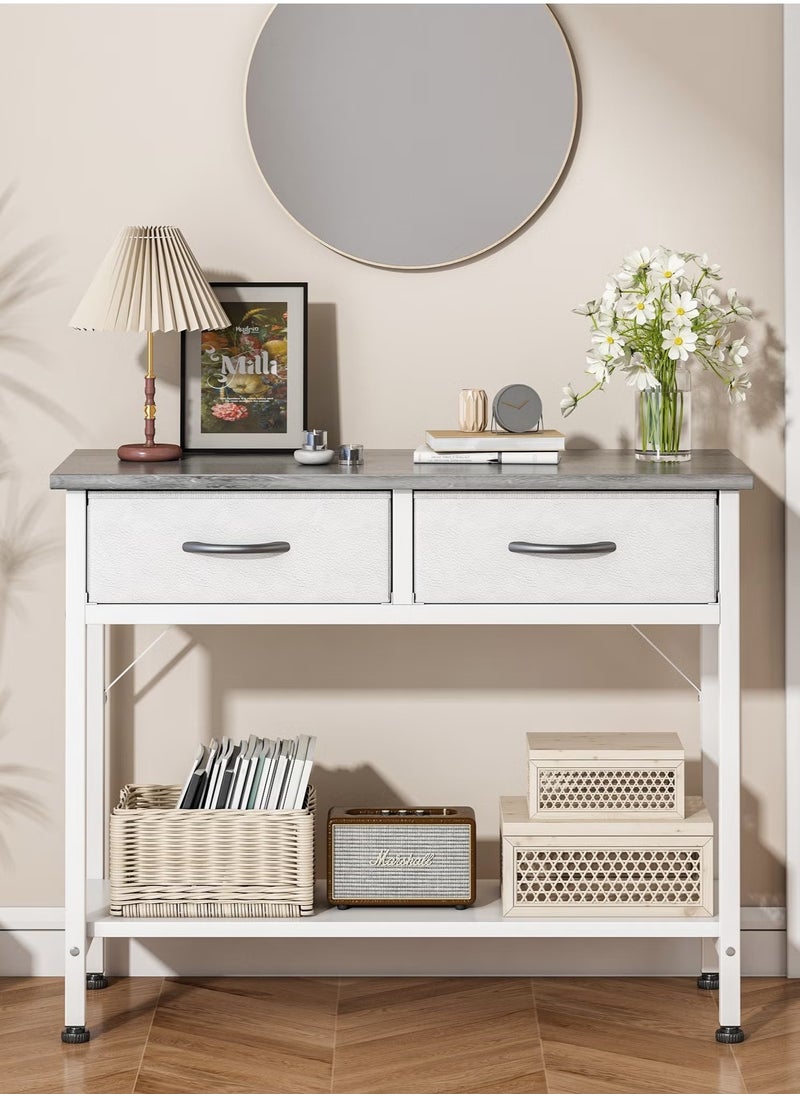 AGD Entryway Table with 2-Tier Storage Shelves, Sofa Table with 2 Drawers, Console for Entryway, Living Room, Kitchen, Foyer, Office 85*35*75cm  - Image 4