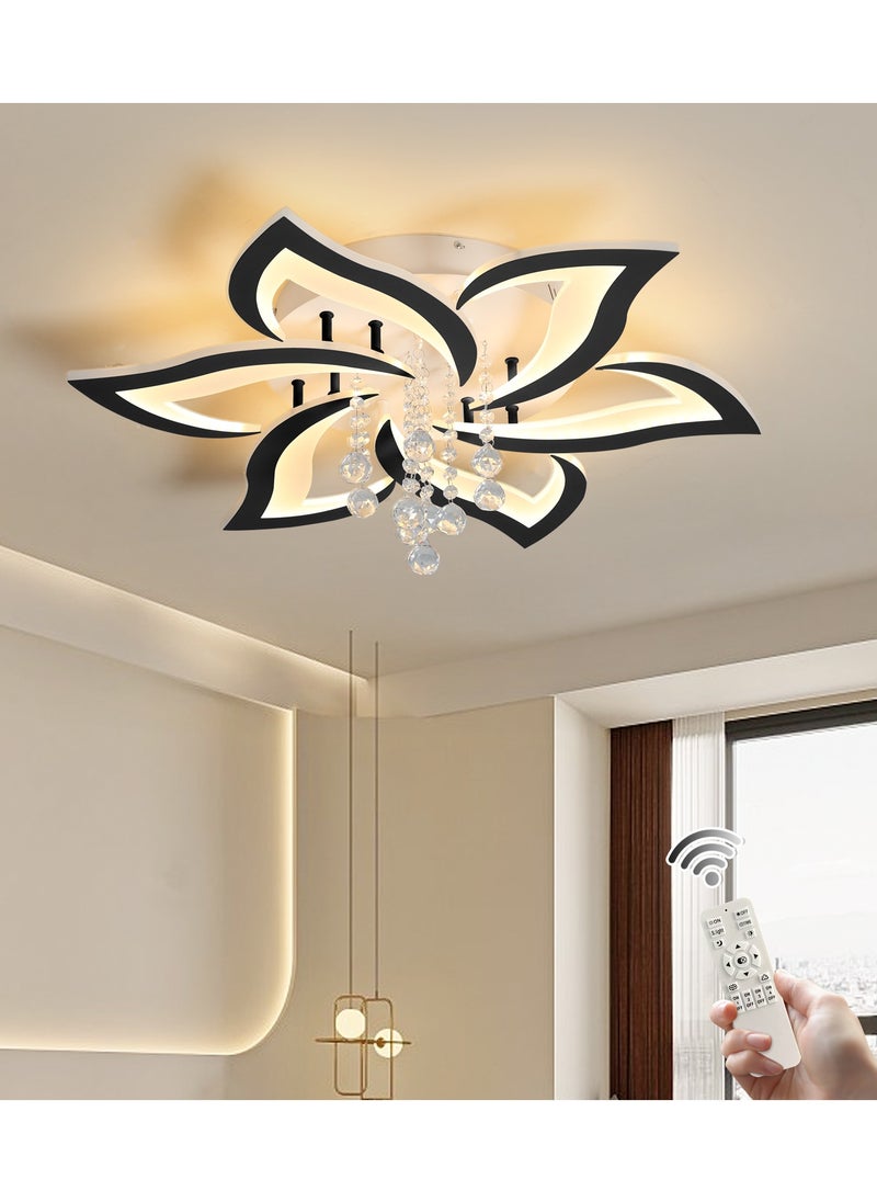 Haikomin Modern Black Crystal LED Embedded Ceiling Light With Remote Control is Suitable For Living Room  Bedroom  Dining Room And Children's Room Lights  - Image 1