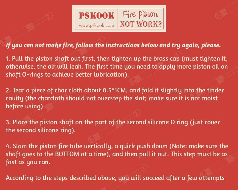 PSKOOK Metal Fire Piston Educational Campers/Survival/Preppers Scientific Lesson - Image 4
