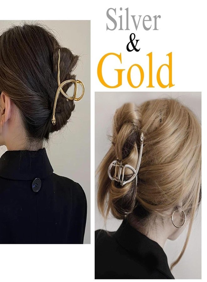 RHOSYN HAIR ACCESSORIES Hair Claw Clip for Women Stylish Large Snake ZigZag Wave Shaped Clutcher For Girls Non-Slip Metal Hair Jaw Clips Strong Hold Bun Hair Accessories - Slvr& Golden (Pk-2) AA - Image 3