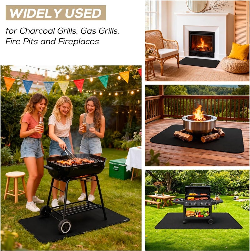 FIREWESS 60 x 105 cm Fireproof Mat, Heat Protection Mat, Non-Stick Material Floor Protection Mat, Grill Mats, Floor Mat, Fire Pit Mat, Outdoor BBQ Mat for Gas Grill, Charcoal Grill - Image 3
