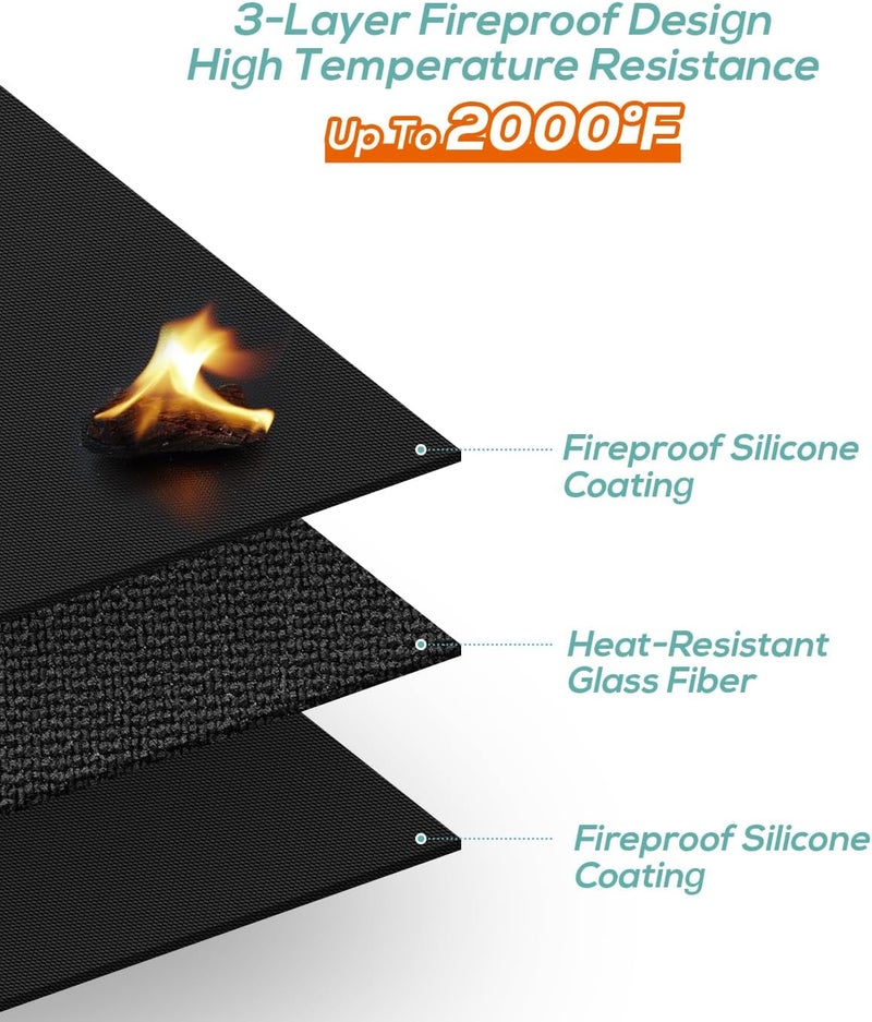 FIREWESS 60 x 105 cm Fireproof Mat, Heat Protection Mat, Non-Stick Material Floor Protection Mat, Grill Mats, Floor Mat, Fire Pit Mat, Outdoor BBQ Mat for Gas Grill, Charcoal Grill - Image 5
