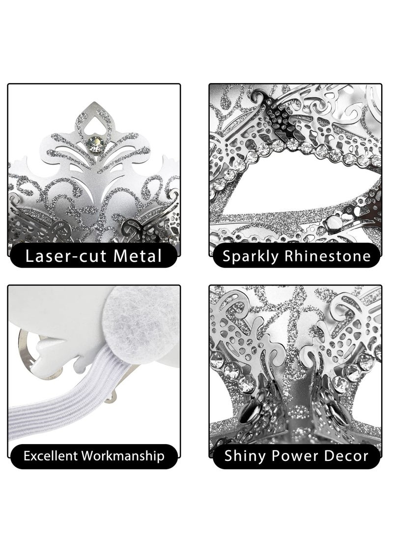 SYOSI Masquerade Mask for Women Metal Mask Venetian Party Fit for Costume Party Ball Prom(Silver) - Image 3