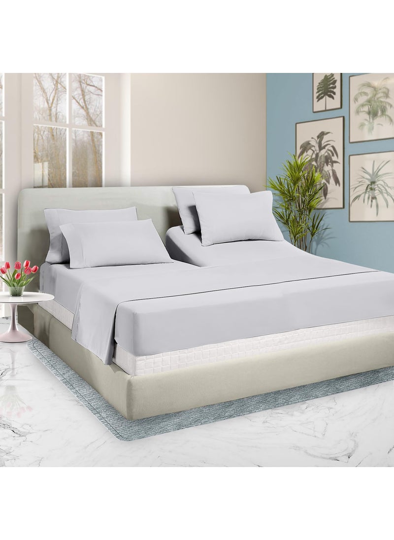 SGI bedding SGI bedding 36"" King Split Top Flex Head Sheet 100% Egyptian Cotton Sheet Set 1000 Thread Count Flex Top Sheet for Adjustable Bed 4Pc Sheet Set 18"" Deep Pocket for Sleep Number Bed - Light Grey  - Image 1