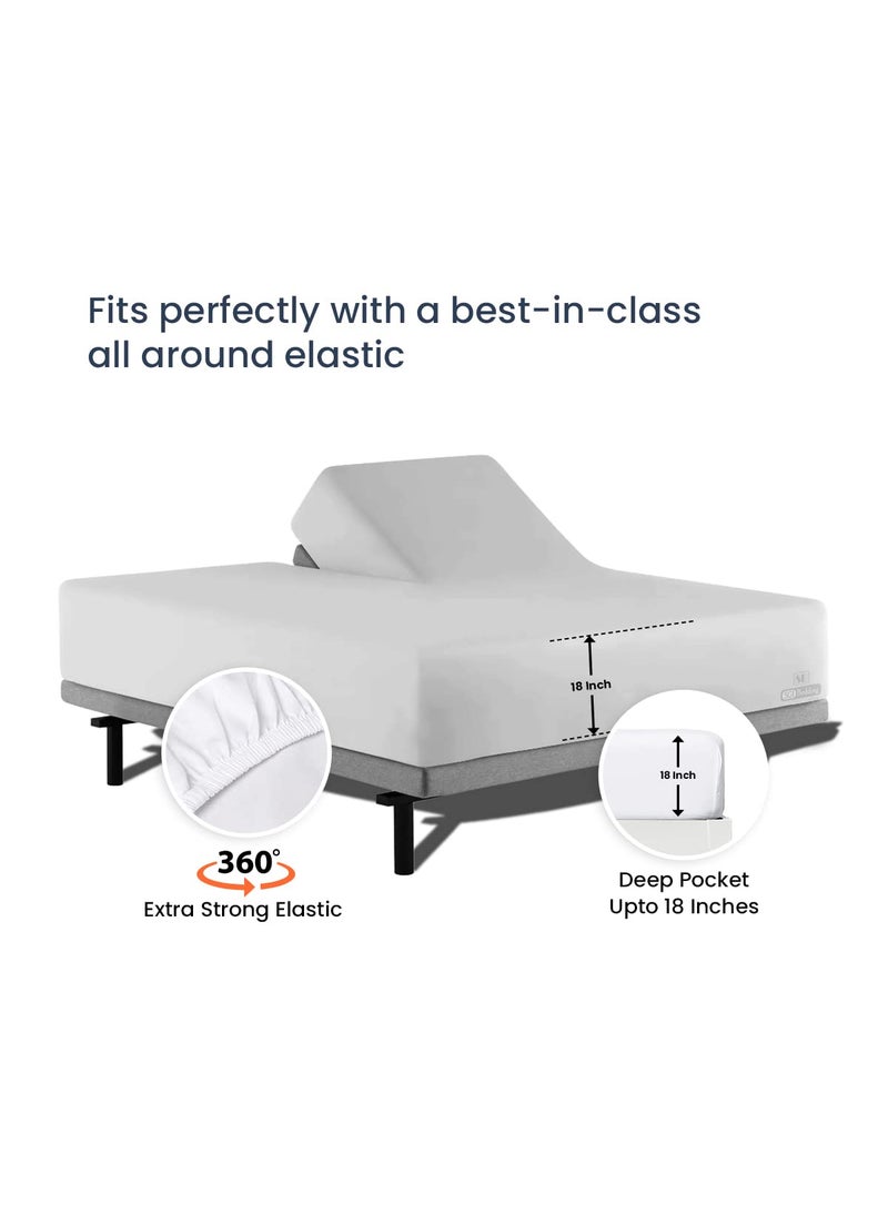 SGI bedding SGI bedding 36"" King Split Top Flex Head Sheet 100% Egyptian Cotton Sheet Set 1000 Thread Count Flex Top Sheet for Adjustable Bed 4Pc Sheet Set 18"" Deep Pocket for Sleep Number Bed - Light Grey  - Image 5