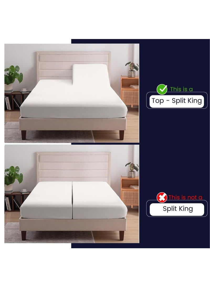 SGI bedding SGI bedding 36"" King Split Top Flex Head Sheet 100% Egyptian Cotton Sheet Set 1000 Thread Count Flex Top Sheet for Adjustable Bed 4Pc Sheet Set 18"" Deep Pocket for Sleep Number Bed - Light Grey  - Image 3