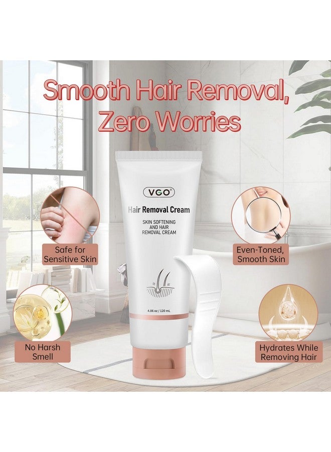 فجه كريم إزالة الشعر بدون ألم من VGO للنساء والرجال، كريم لإزالة الشعر للجسم والظهر والساقين، لجميع أنواع البشرة، 4.06 أونصة مع ملعقة مسطحة - Image 5