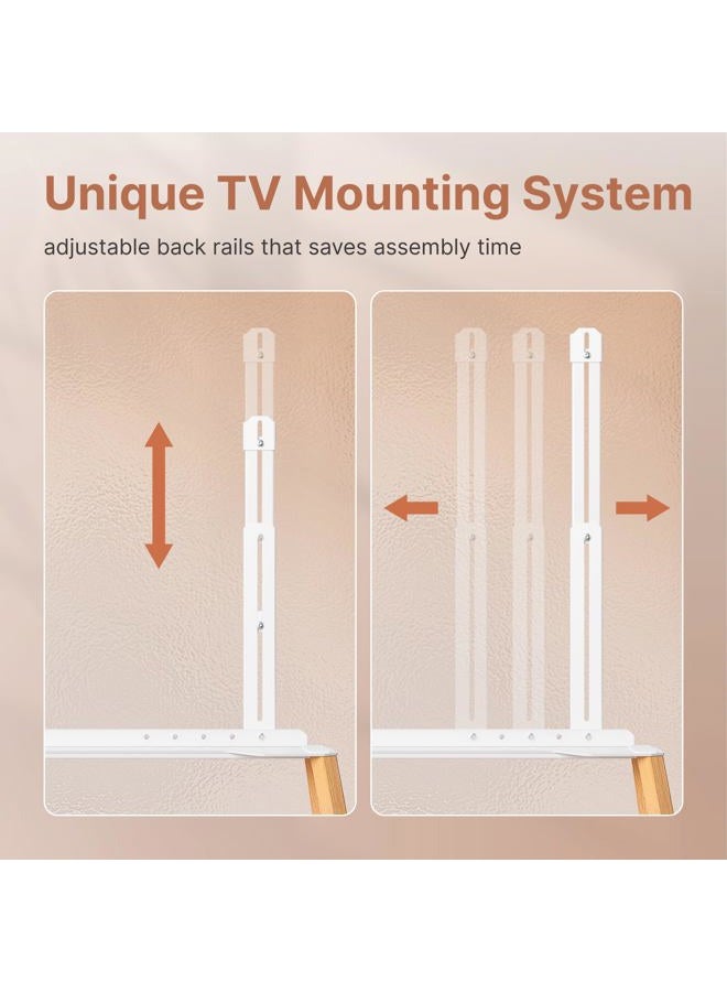 ECOTINY Rolling TV Stand for 49 to 75 Inch TV up to 40 kg, Easel TV Stand with Metal Structure and Wooden Shelf, Moveable TV Cart on Wheels for Business, Office, School, Home, White - Image 3