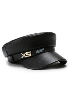 Fashion PU Leather Beret Flat Cap Octagonal VintageXS XS