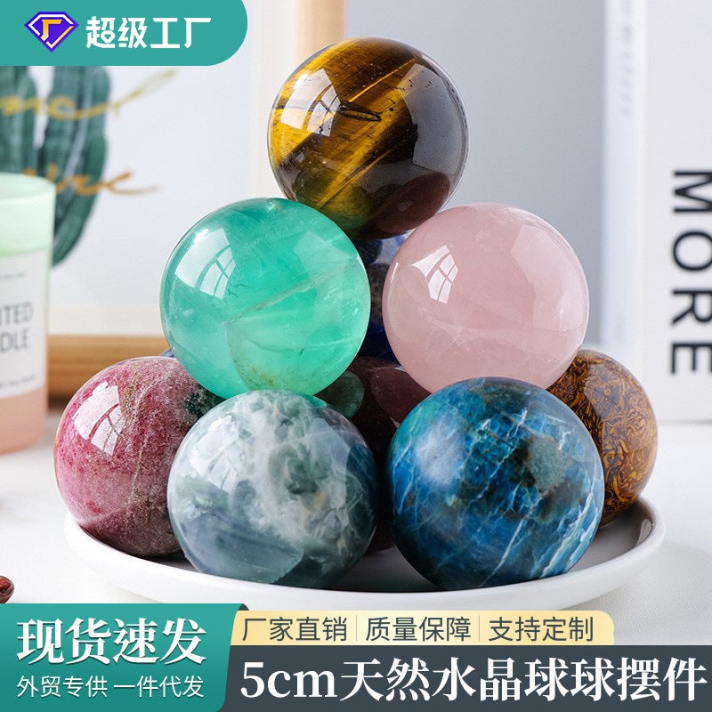 5Cm Natural Crystal Ball Decoration Crystal Agate Original Stone Polished Seven Star Array Home Desktop Decoration Crafts - Image 2