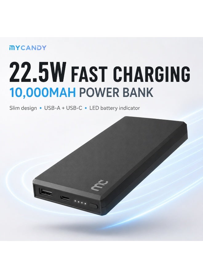 MYCANDY Pb-C150 10000Mah 22.5W Usb-C Pd Fast Charging Power Bank, Black Black - Image 1