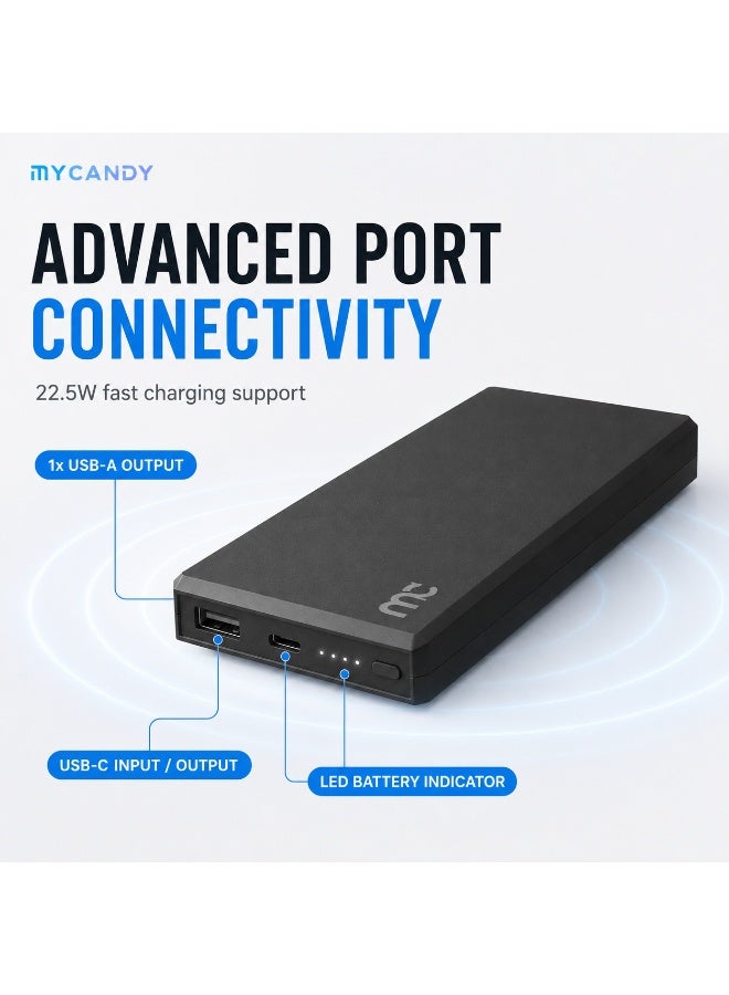 MYCANDY Pb-C150 10000Mah 22.5W Usb-C Pd Fast Charging Power Bank, Black Black - Image 4