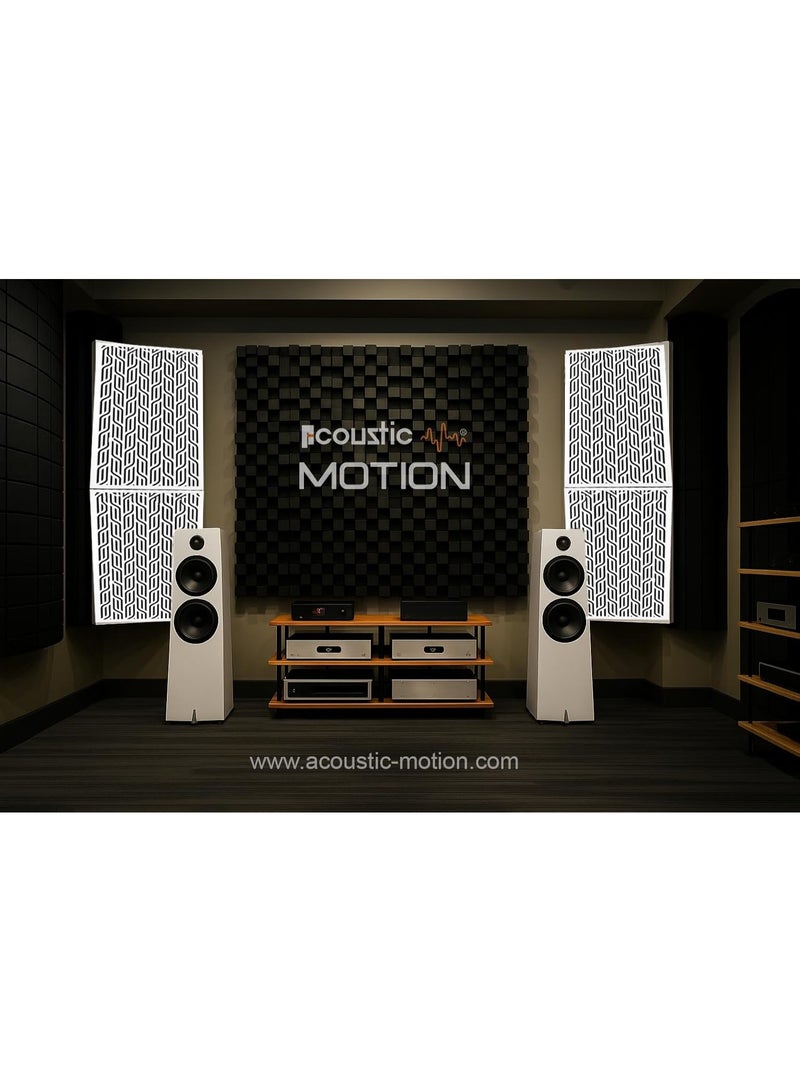 Acoustic Motion Acoustic Bass Trap Absorption-Diffusion-Reflection-Soundproofing-For corners DECORE design acoustic panel,size 60x30x30 cm for Home Studio,Recording Insulation Low to High Frequency wood+Foam,White - Image 4