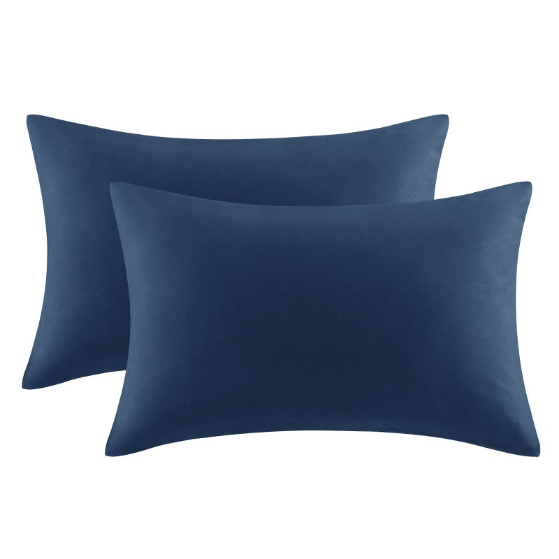 Aisbo Pillow Cases 2 Pack  Navy Blue Standard 50x75 cm Pillowcases Set of 2 Soft Pair of Microfiber Plain House wife Pillow Cover with Envelope Closure