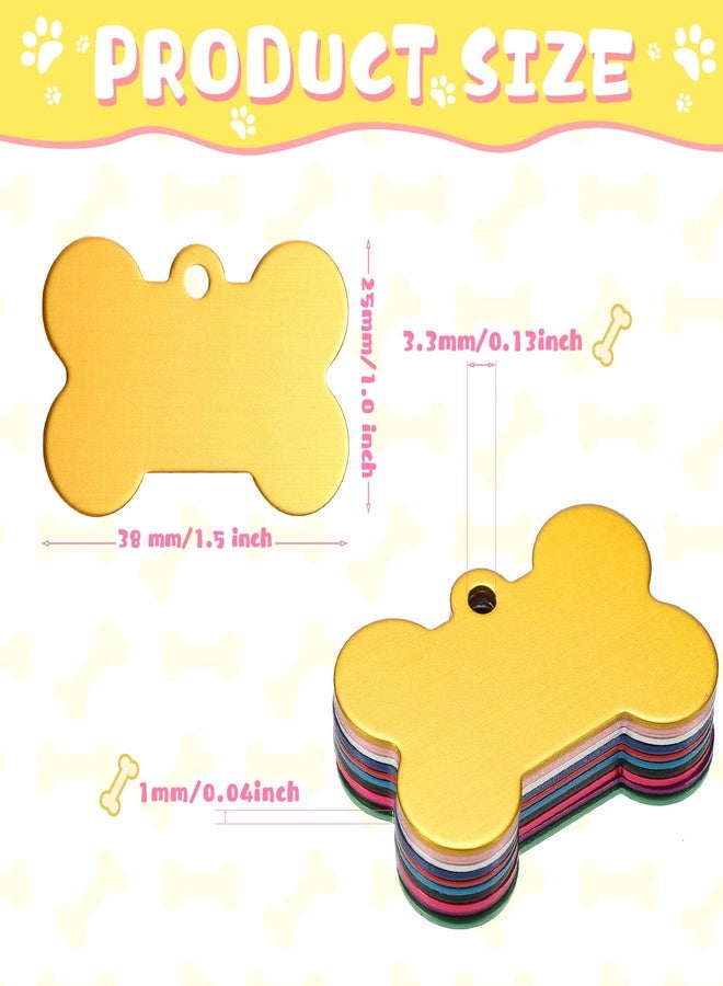 Roowest 50 Pcs Blank Dog Pet Tags for Engraving 38mm Aluminum Bone Shape Name Tag Colorful Double Sided Dog Cat Phone Number Pendants - Image 4