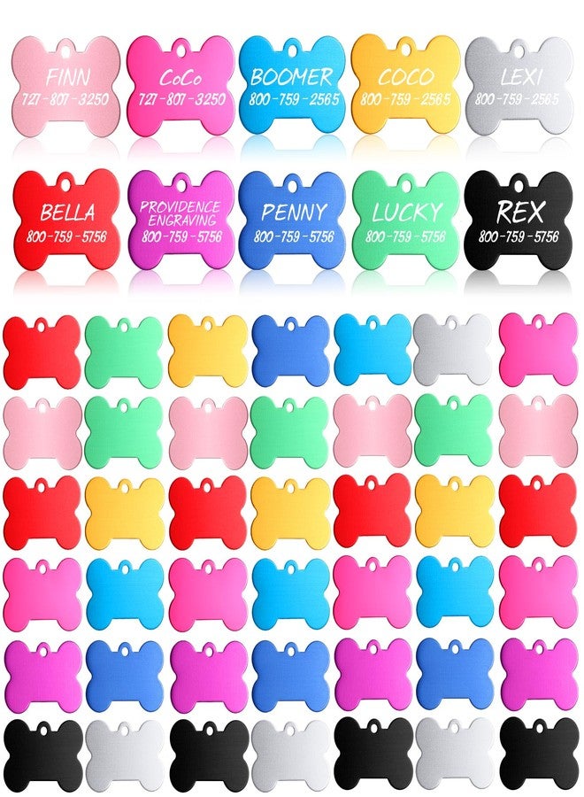 Roowest 50 Pcs Blank Dog Pet Tags for Engraving 38mm Aluminum Bone Shape Name Tag Colorful Double Sided Dog Cat Phone Number Pendants - Image 1
