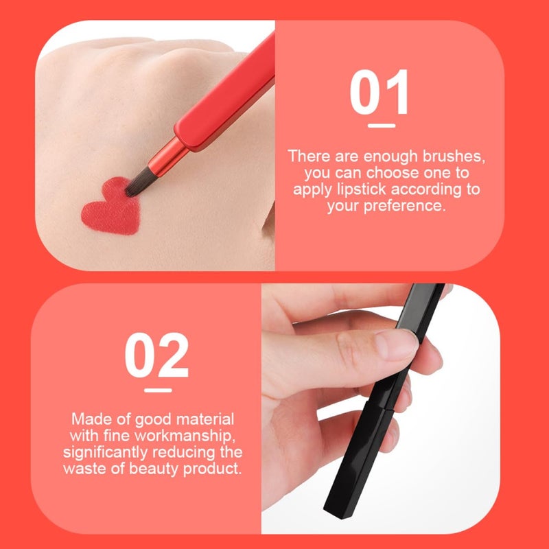 3pcs Retractable Lip Brush Set with Lipstick and Eyeshadow Applicators for Women Portable Makeup Brushes in Red, Silver, and Black - Image 3