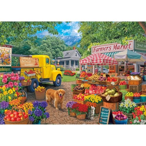 Libeder Farmers Market Puzzles for Adults 500 PiecesVibrant Farm Stand Fresh Produce Bustling Market Scene Jigsaw Puzzle Finished Size is 20 x 142 - Image 5