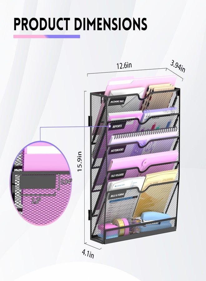 SUPEASY 6-Tier Wall File Organizer with Base, Wall Mounted File Holder - Image 2