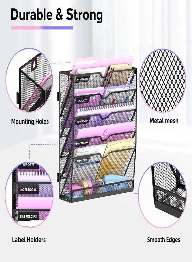 SUPEASY 6-Tier Wall File Organizer with Base, Wall Mounted File Holder - Image 3