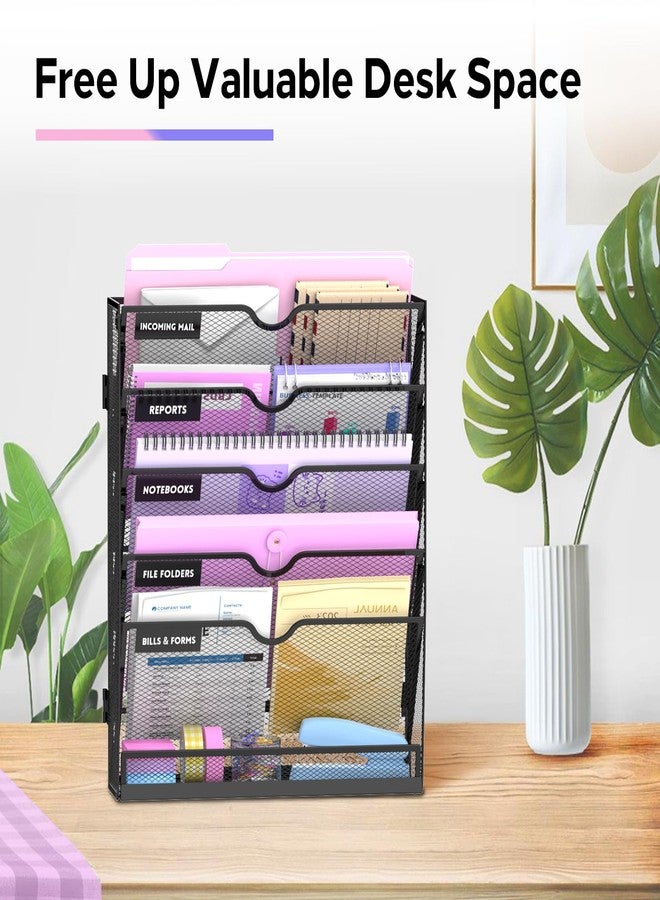 SUPEASY 6-Tier Wall File Organizer with Base, Wall Mounted File Holder - Image 5