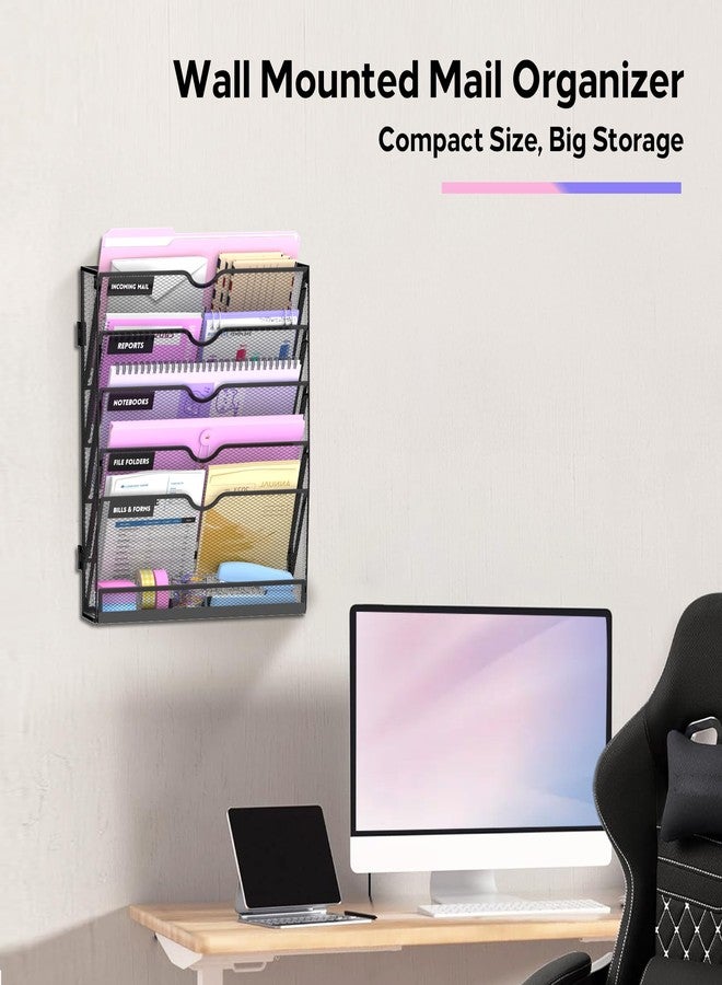SUPEASY 6-Tier Wall File Organizer with Base, Wall Mounted File Holder - Image 4