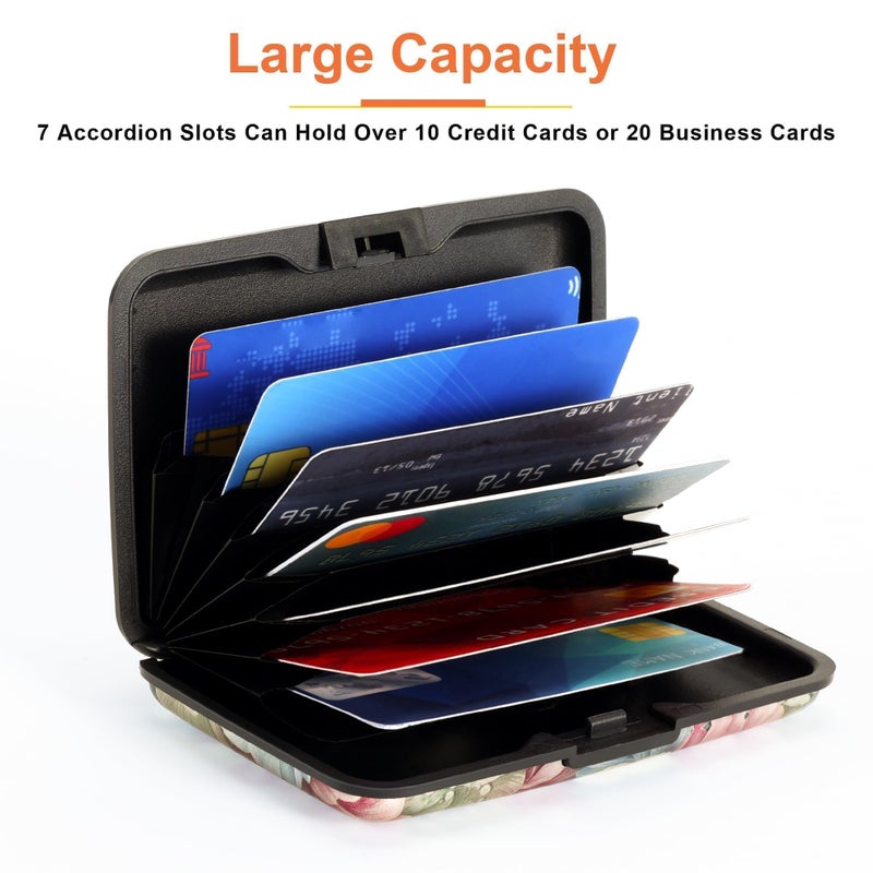 Mayski Credit Card Holder for Women, RFID Blocking, Aluminum Alloy Hard Case, Small Mini Metal Wallet for Women Men, Happy Flower - Image 4