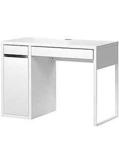 Desk Table with NonSlip Drawer Side Drawers and Wire Organizer Slot White