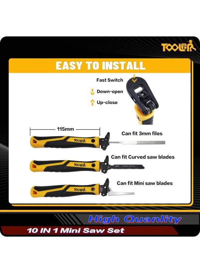 TOOLAN : 10-in-1 Mini Hand Saw with Curved Saw, File Set. for Wood, Metel, Plastic, Sheetrock. Portable File Set - Image 2