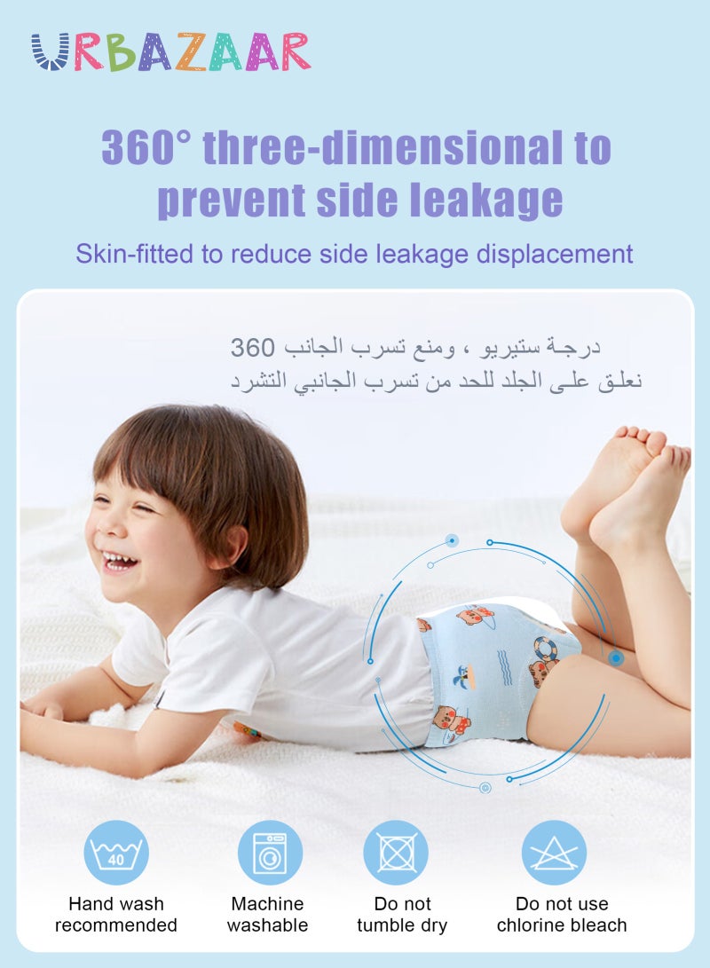 URbazaar Baby Potty Training Underwear for Boys and Girls, 4 Pack Absorbent Training Pants for Toddlers with Printed Reusable Cotton Toilet Training Pants for 12-18kg Kids (2-4 Years)  - Image 4