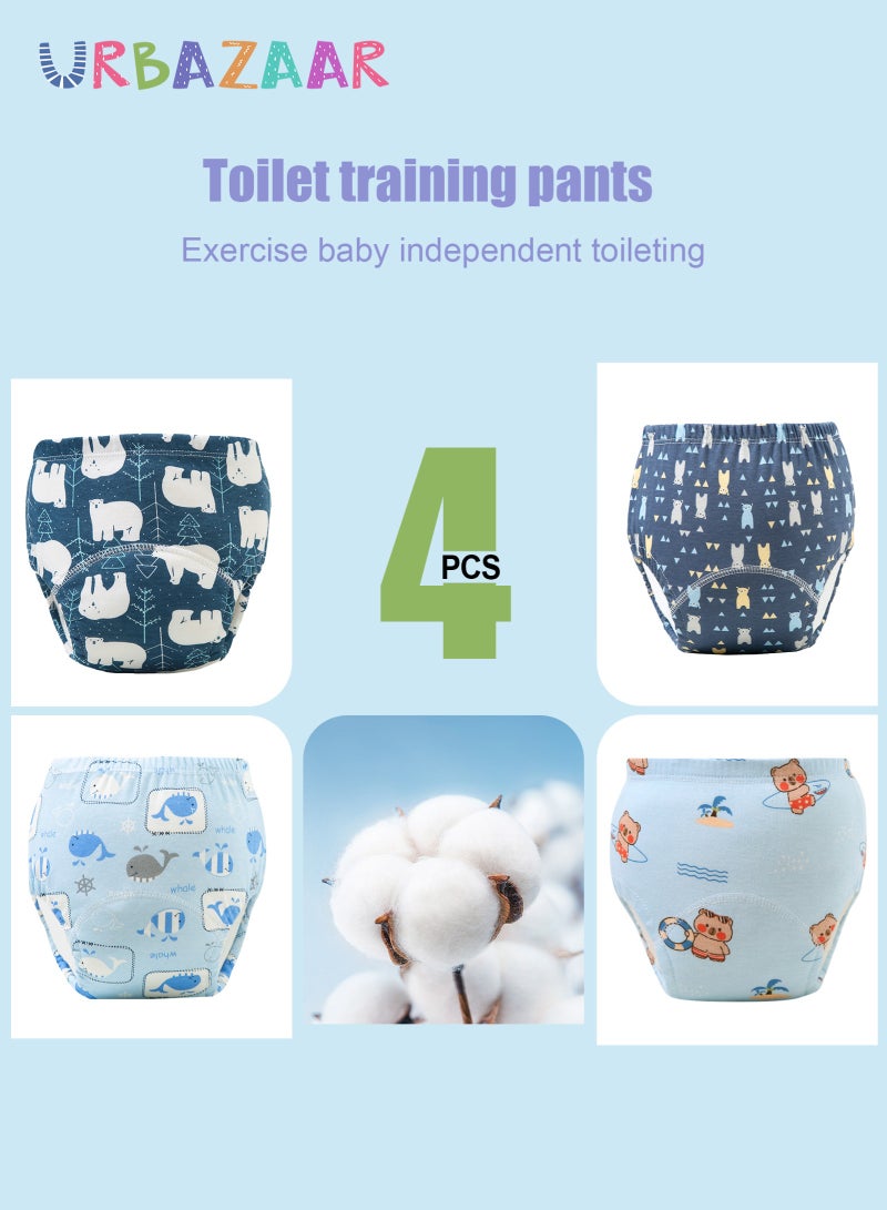 URbazaar Baby Potty Training Underwear for Boys and Girls, 4 Pack Absorbent Training Pants for Toddlers with Printed Reusable Cotton Toilet Training Pants for 12-18kg Kids (2-4 Years)  - Image 2