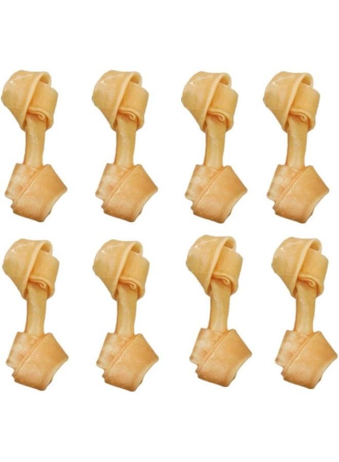 Mumoo Bear 100% Natural Chew Bone Dog Bone Special 5 cm x 8 Pieces Made of Pressed Cowhide Knotted Chew Bones for Puppies and Small Dogs, Quality Chewing Item without Chemicals - Image 1