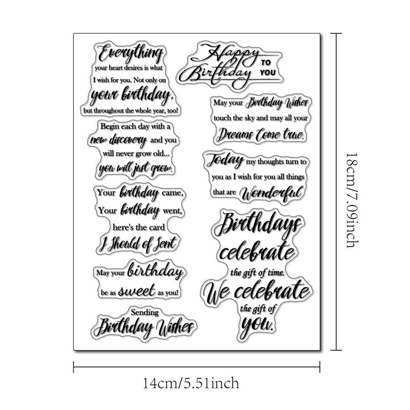 Arbuya Birthday Sentiment Clear Stamps for Card Making and Journaling,Sentiment Silicone Stamps Happy Birthday Sayings Rubber Stamps for Gift Tags Paper Crafting Scrapbooking Decor - Image 2