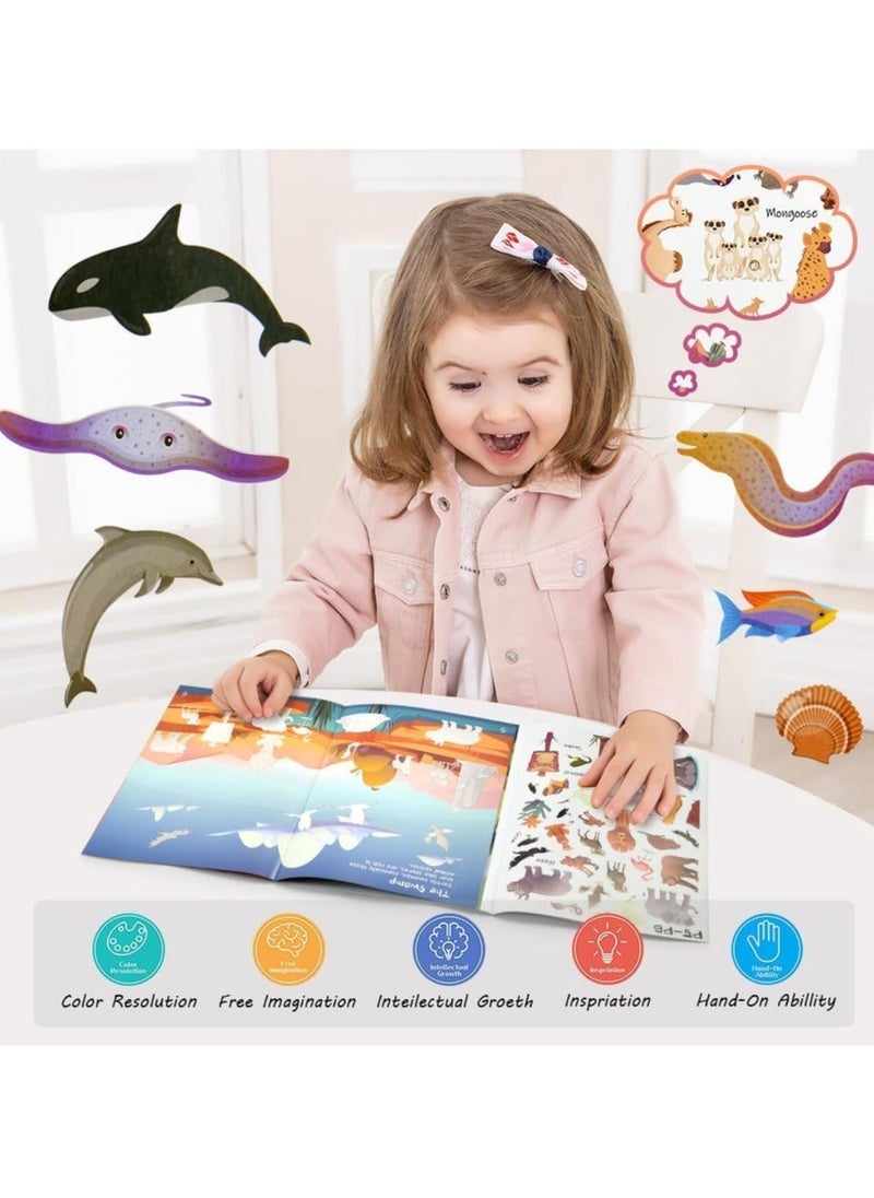 Generic - Sticker Books,  2Pcs Reusable Sticker Book Learning Toys for 2 to 6 Years Old Boys Girls, Deep Sea Kingdom and Animal World Sticker Books for Toddler Educational Sticker Toy - Image 1