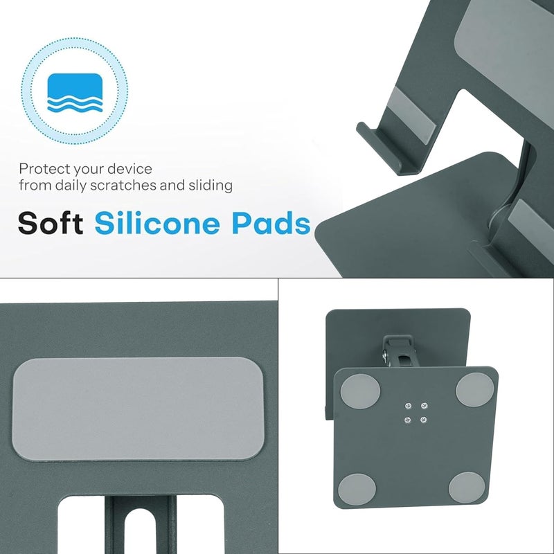 Storite Metal Foldable and Portable Laptop & Tablet Stand Holder, Anti-Slip Silicone Pads, Height and View Angle Adjustable,Supports Upto 15” with Max. 4KG Support (Grey) - Image 4