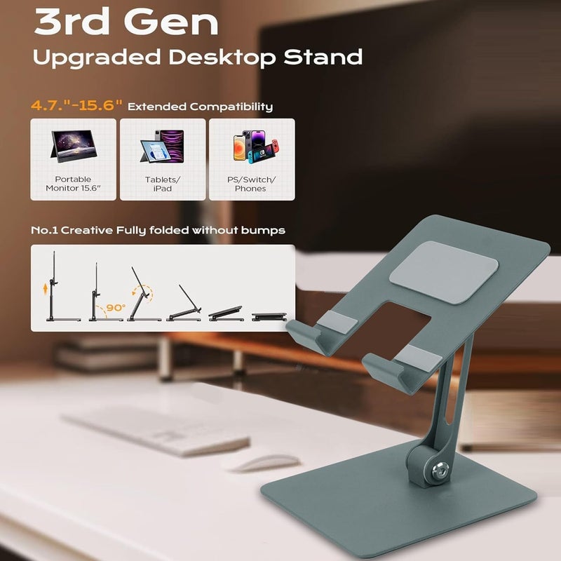 Storite Metal Foldable and Portable Laptop & Tablet Stand Holder, Anti-Slip Silicone Pads, Height and View Angle Adjustable,Supports Upto 15” with Max. 4KG Support (Grey) - Image 3