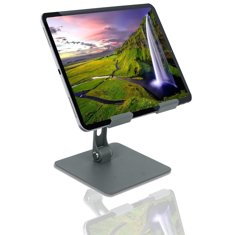 Storite Metal Foldable and Portable Laptop & Tablet Stand Holder, Anti-Slip Silicone Pads, Height and View Angle Adjustable,Supports Upto 15” with Max. 4KG Support (Grey) - Image 1