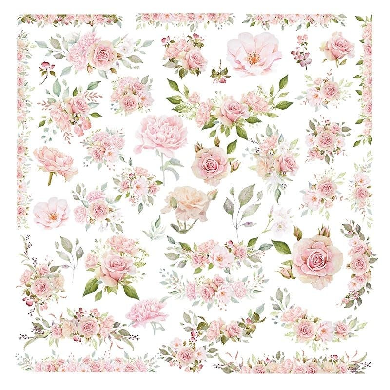 CATaireen Vintage Vellum Stickers Floral Plants Elements Scrapbooking Supplies Flowers Botanic Natural Translucent Paper SelfAdhesive JunkJournal Items Rose - Image 1