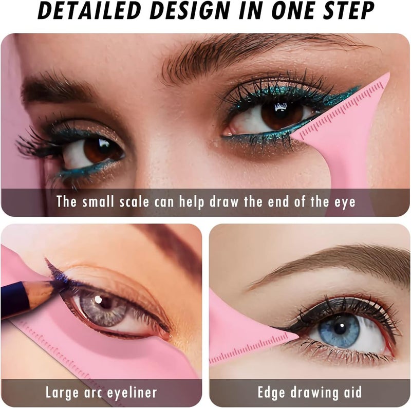 OneNine Reusable Silicone Winged Tip Eyeliner Stencil, Multi-Purpose Makeup Aid for Eyeshadow, Eyelash Shield, Eyebrow Shaping, Jaw Line and Lip Line - Beginner-Friendly Guide - Image 4