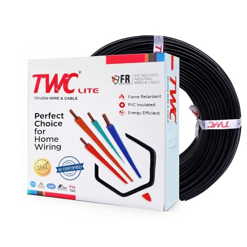 TWC Lite Black 1.5 SQMM 45 METER | Copper Wire | HRFR (Heat Resistant Flame Retardant) Lead-Free Cable | Low Smoke Halogen-Free Wire for Home & Industrial Electrical Wiring - Image 1
