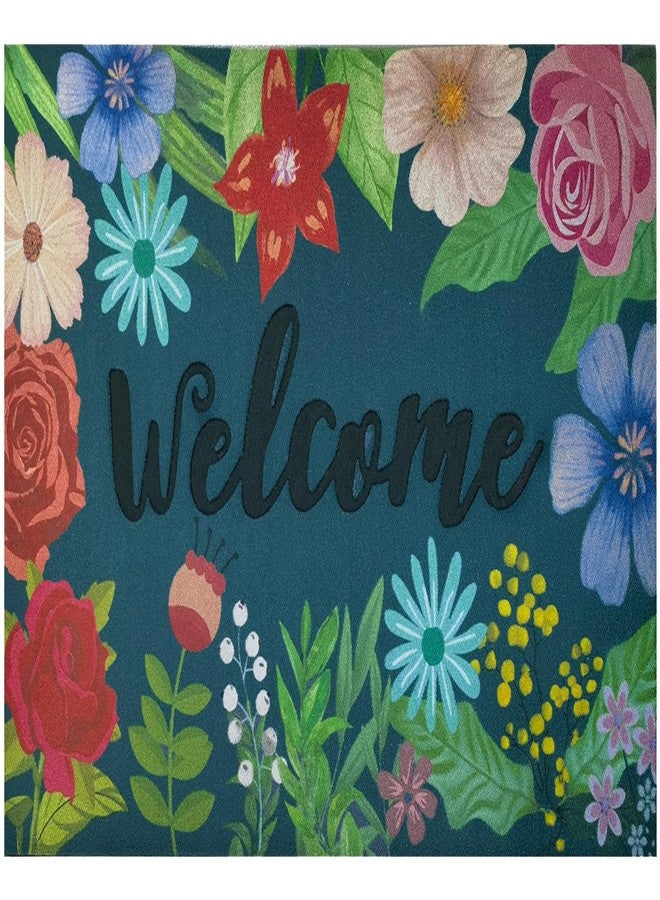 CHICHIC Welcome Door Mat 17x 30 Inch Front Door Mat Outdoors for Home Entrance Outdoors Mat for Outside Entry Way Doormat Entry Rugs, Heavy Duty Non Slip Rubber Back Low Profile, Colorful Flower - Image 1