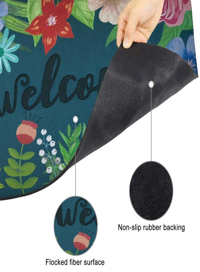 CHICHIC Welcome Door Mat 17x 30 Inch Front Door Mat Outdoors for Home Entrance Outdoors Mat for Outside Entry Way Doormat Entry Rugs, Heavy Duty Non Slip Rubber Back Low Profile, Colorful Flower - Image 4