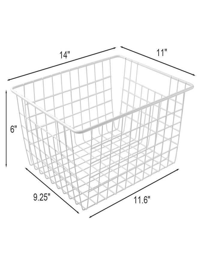 Brightalk 14" Upright Freezer Storage Baskets, White Wire Storage Bins Large Bakset for Freezer, Pantry, Bathroom Organizing, Set of 4 - Image 2