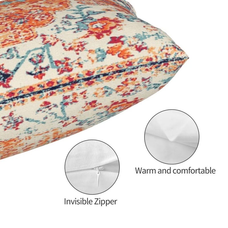 Sunshineyan Boho Throw Pillow Covers 12 x 20 Set of 2  Orange Blue Ethnic Design Pillow Covers Farmhouse Carpet Pattern Rustic Cushion Cases Decorative Gifts for Couch Sofa Indoor Outdoor - Image 3