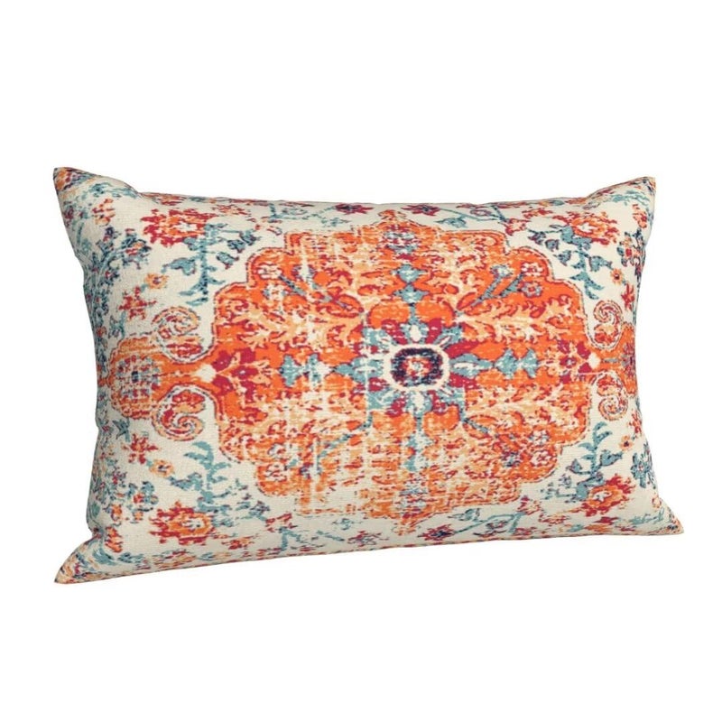 Sunshineyan Boho Throw Pillow Covers 12 x 20 Set of 2  Orange Blue Ethnic Design Pillow Covers Farmhouse Carpet Pattern Rustic Cushion Cases Decorative Gifts for Couch Sofa Indoor Outdoor - Image 2