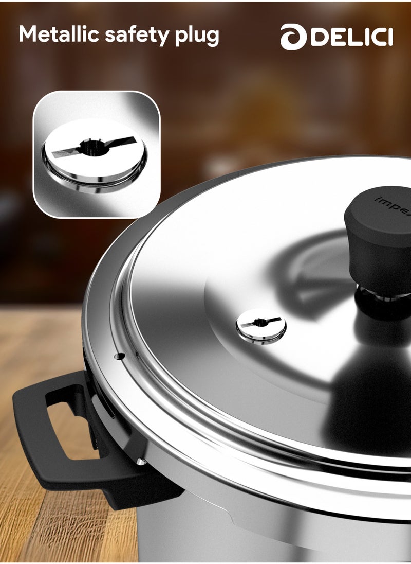 DELICI 5Ltr + 3LtrLiters Aluminum Pressure Cooker Combo (5Ltr + 3Ltr), Dripless Design With Superior 8011 Grade Virgin Aluminum, Smart Spillage Control, Heat-Proof Bakelite Handles And Lead-Free Safety Valve, 5 Year warranty Silver  - Image 5