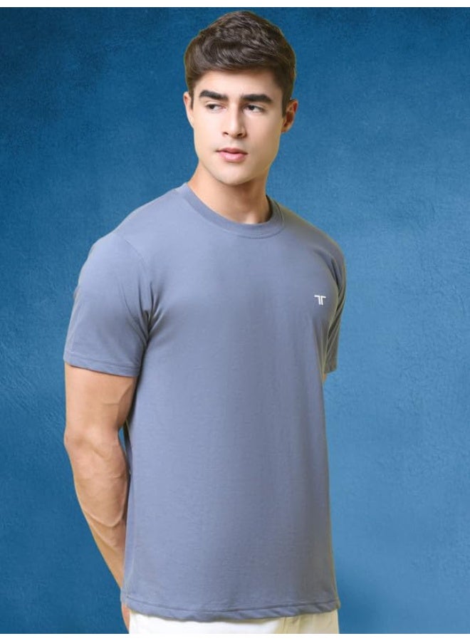 Pinkmint store Combo T-Shirt for Men Cotton Blend Casual Half Sleeve T-Shirt l Active wear l Regular Home T-Shirt (Pack of 2) L - Image 3