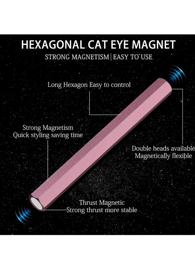 Excefore Cat Eye Magnet Tool, Professional Double-Ended Hexagon Strong Nail Magnet for Cat Eye Gel Nail Polish, suitable for personal DIY, nail studio or nail salon(Pink) - Image 3