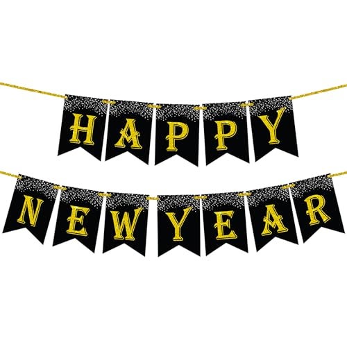 KATCHON KatchOn Large New Year Banner 202610 Feet No DIY Black Gold ...